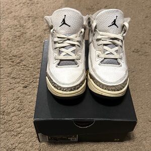 Jordan White and Gray High-Top Sneakers with Iconic Jumpman